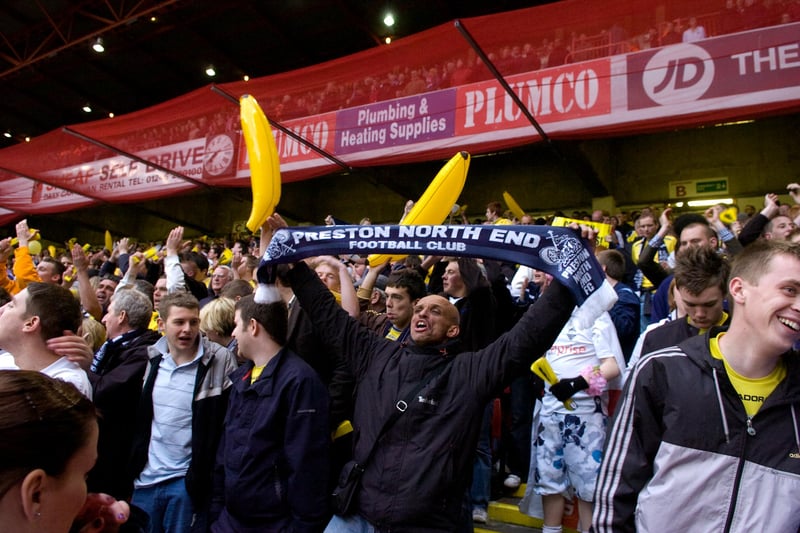 North End fans before the 2008-09 Championship play-off semi-final second leg game against Sheffield United at Bramall Lane
