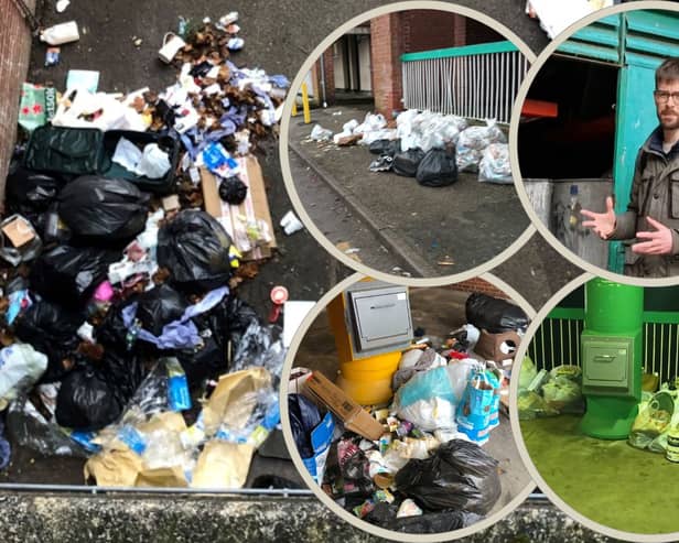 Bin bags are piling up on Sheffield's Lansdowne Estate, off Washington Road, on a daily basis after the city council locked away its wheelie bins and told residents to use the bin chutes - but they have proven too small for modern household waste.