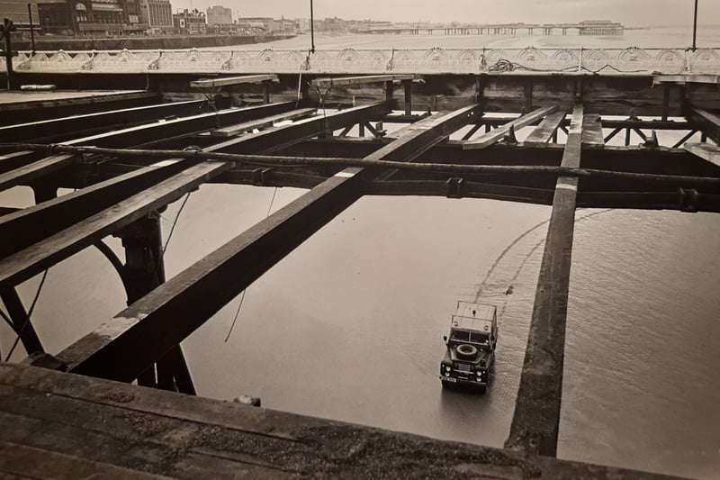 A superb shot looking through the pier during work to replace the boards in 1983