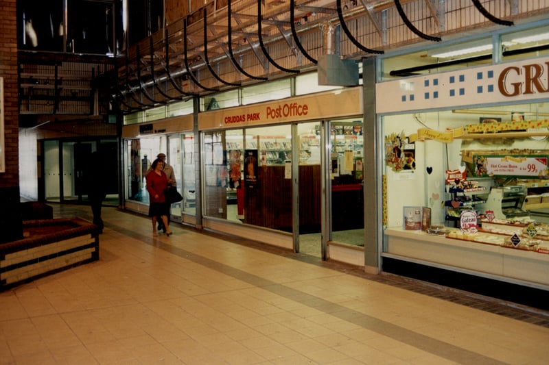 A view of the interior of Cruddas Park Shopping Centre Elswick taken in 1997.