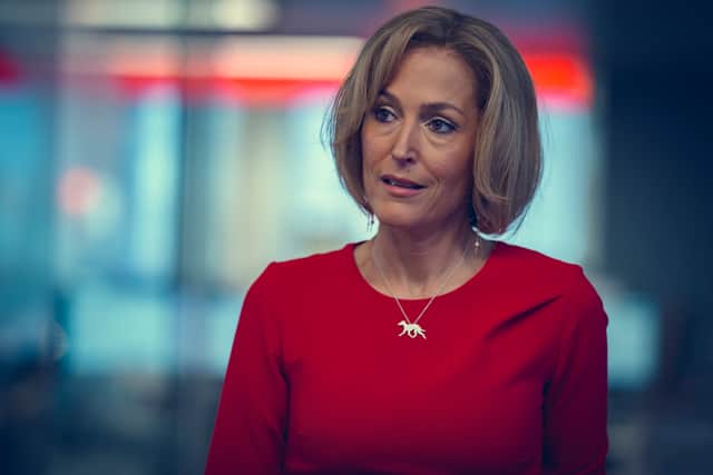 Gillian Anderson as journalist Emily Maitlis, in the new Nextflix drama Scoop, which depicts the interview between the Duke of York and journalist. Photo: Peter Mountain/Netflix/PA Wire 