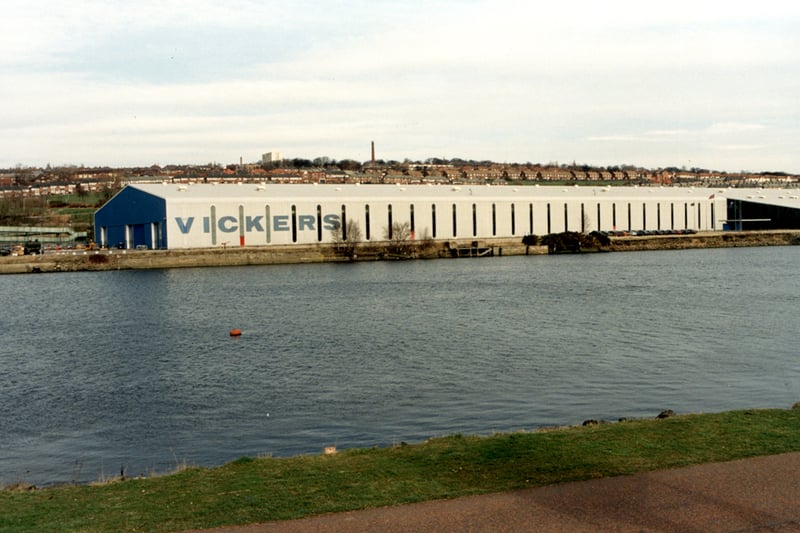  A view of the exterior of Vickers Plc Armstrong Works Scotswood taken in 1997. The photograph has been taken from the opposite side of the river looking across to Vickers Plc.