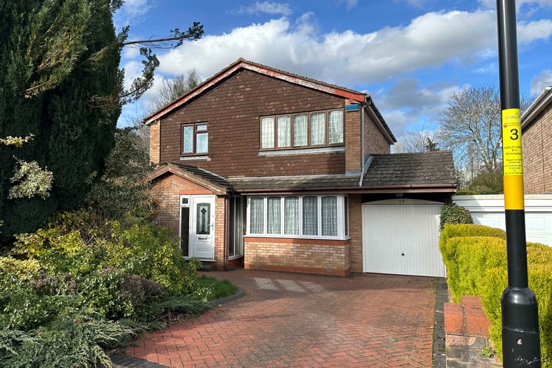 A large attractive home is 19 Durley Drive in Sutton Coldfield, a substantial five-bedroomed detached house with guide price of £250,000+.
A link-detached property – connected to the house next door by a shared garage wall – it has been extended to the side and rear, it stands back from the road behind a driveway, front garden and tandem garage. The ground floor has a hall with a WC off, a study, three receptions rooms, a breakfast kitchen and utility room