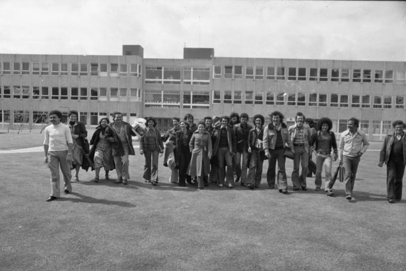 Venezuelan students arrived at colleges in Blackpool, St Annes and Morecambe to start six years' of study designed to teach them technlogical skills, 1976