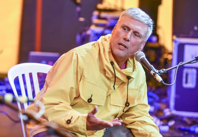 Bez, real name Mark Berry, in conversation with Barry Ashworth at Mucky Weekender 2021.
