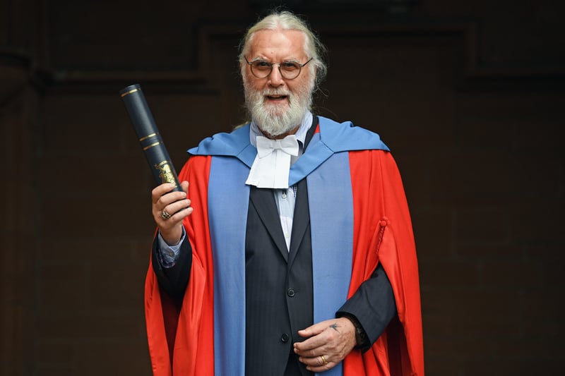 Scottish comedian and actor Billy Connolly joined graduating students from the University of Strathclyde at the Barony Hall where he received an honorary degree from the University in June 2017. 