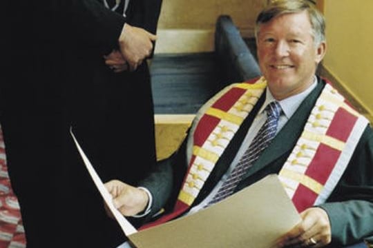 Former Manchester United manager Alex Ferguson was recognised with an honorary degree of Doctor of Letters at Glasgow Caledonian University in July 2001.