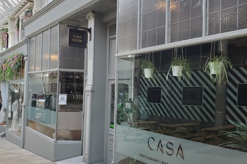 Casa Leeds, located in the Grand Arcade, has a rating of 4.5 stars from 470 Google review. A customer at Casa said: "Great restaurant.  The atmosphere is relaxed and homely - staff so friendly it's like visiting people you know. The food is delicious too. Will definitely be returning."