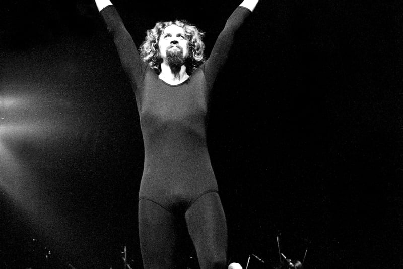 Comedian Billy Connolly performs at the New Victoria Theatre in 1975. 