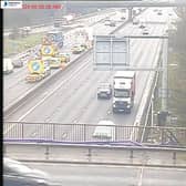 Picture shows emergency services at scene of M1 crash near junction 30, near Sheffield