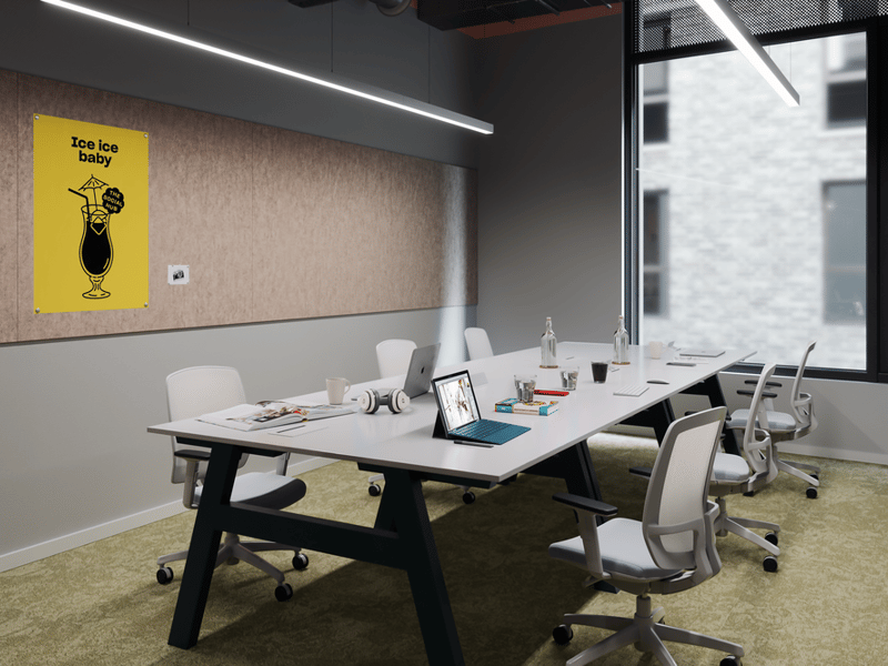 A meeting room in The Social Hub Glasgow's co-working space.