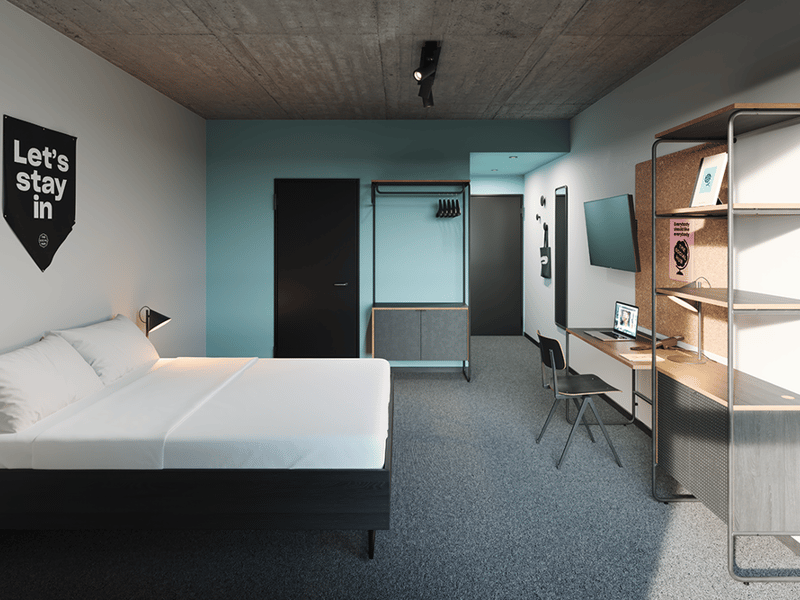 A deluxe queen room in The Social Hub Glasgow