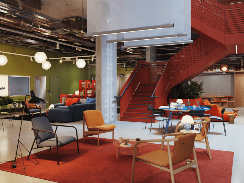 The central staircase within the lobby of The Social Hub Glasgow