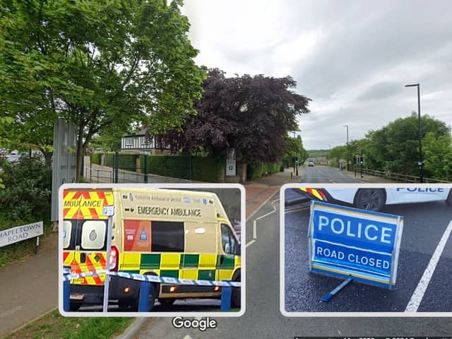 Police and ambulance attend after car crash on Chapeltown Road outside Ecclesfield School. Picture: Google / National World