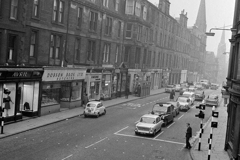 Looking north to Holy Corner from the junction of Church Hill and  Morningside Road in Edinburgh in 1964.