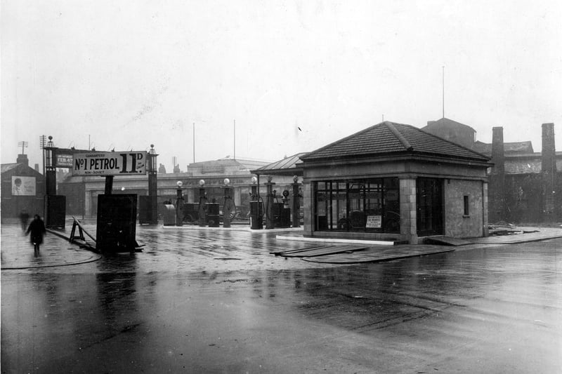 Appleyard Petrol Station and Garage showing showroom and petrol pumps. The Company was founded by John Ernest Appleyard, who opened his first business in Park Row in 1919. The North Street Garage opened in October 1927.