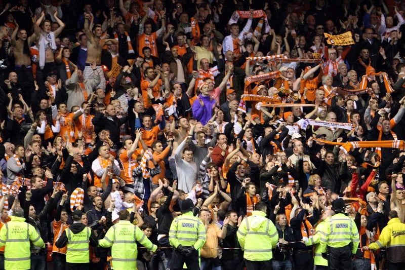 Scenes at the final whistle as Blackpool fans celebrated their 6-4 aggregate victory over Nottingham Forest in the Championship play-off semi-finals in 2010
