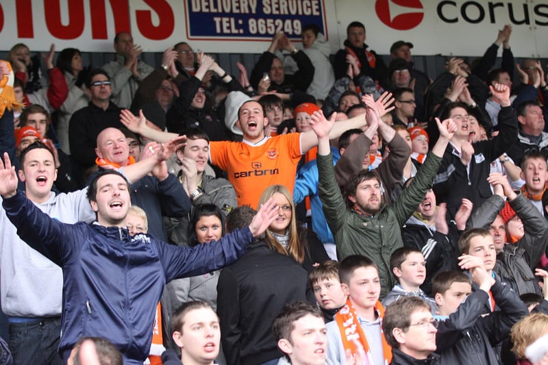 These Blackpool  fans enjoy their, erm, trip to Scunthorpe