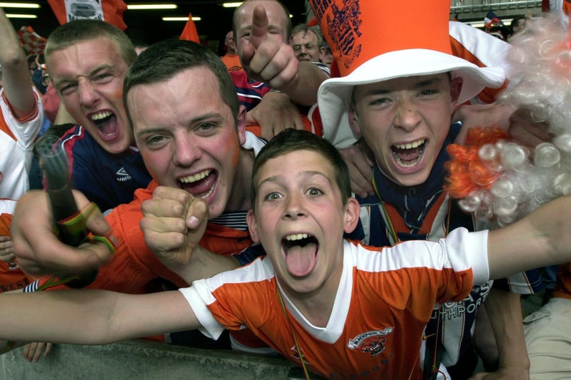 These fans enjoyed watching Blackpool's victory over Leyton Orient in the 2001 Third Division play-off final in Cardiff