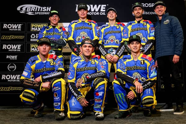 Sheffield TR7 Tigers ahead of their 2024 speedway premiership title defence, in this season's race suites. Photo: Jeff Davies