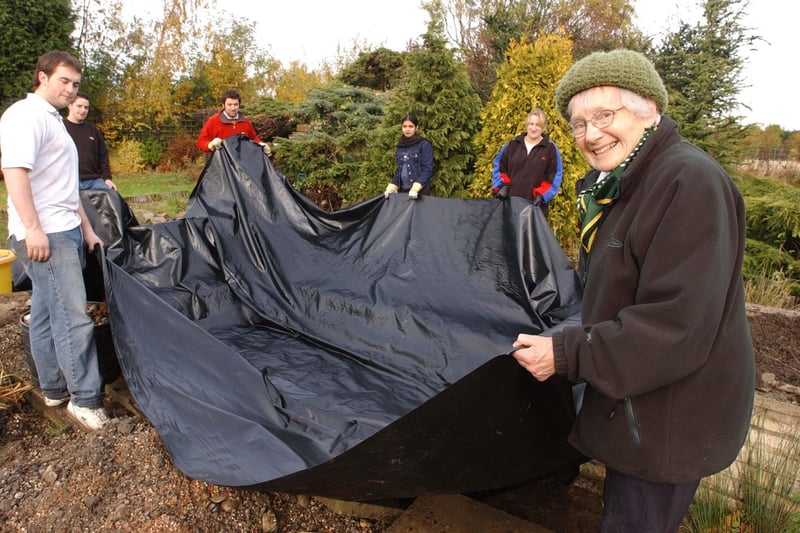 Volunteers were working on a new pond when the Echo called in to the Strikes Garden Centre at Bournmoor in October 2003.