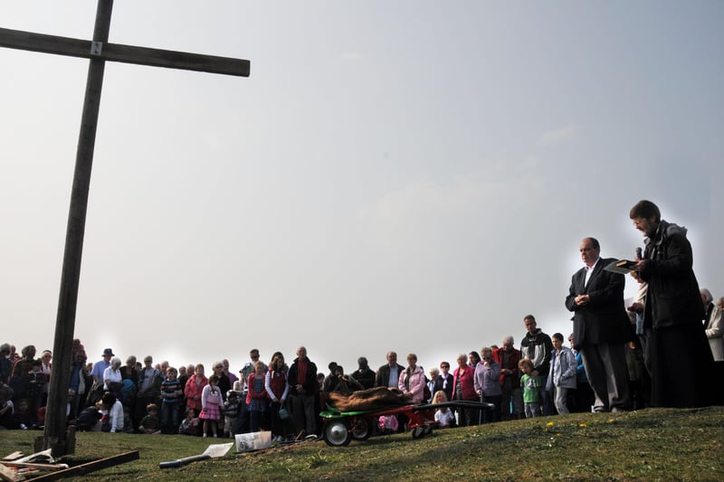 Father Christopher Collins of St Aidan's, Grangetown took the service at the annual raising of the cross ceremony in 2011.