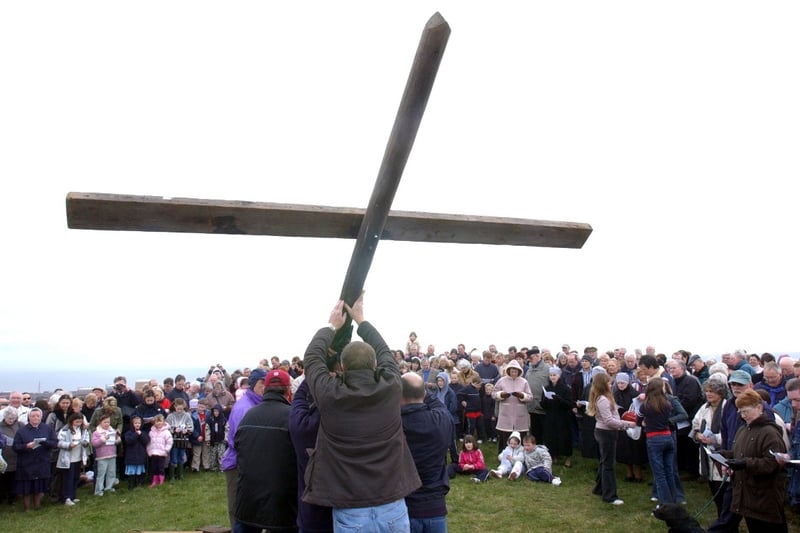 Representatives of local church groups erected the cross for the ceremony and service 20 years ago.