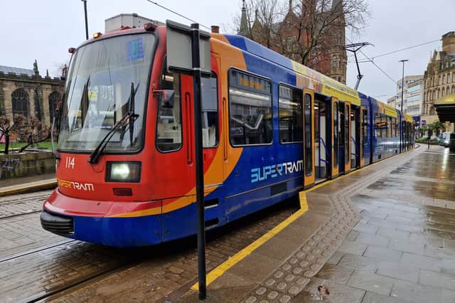 One of the supertram fleet, Stagecoach logo removed. Picture: David Kessen