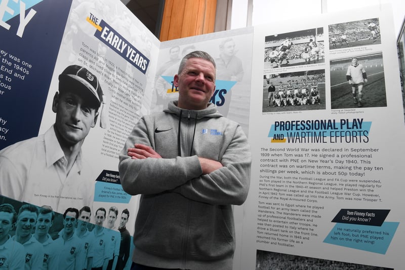 Former England partially-sighted futsal player, Stephen Daley, at the Pride of the Pitch Exhibition launch at Lancashire Archives, Preston
