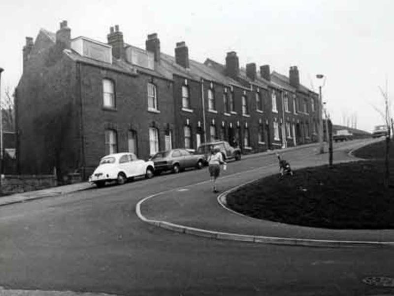 An unidentified street  in Sheffield pictured some time between 1980 and 1999
Date Period:	1980-1999