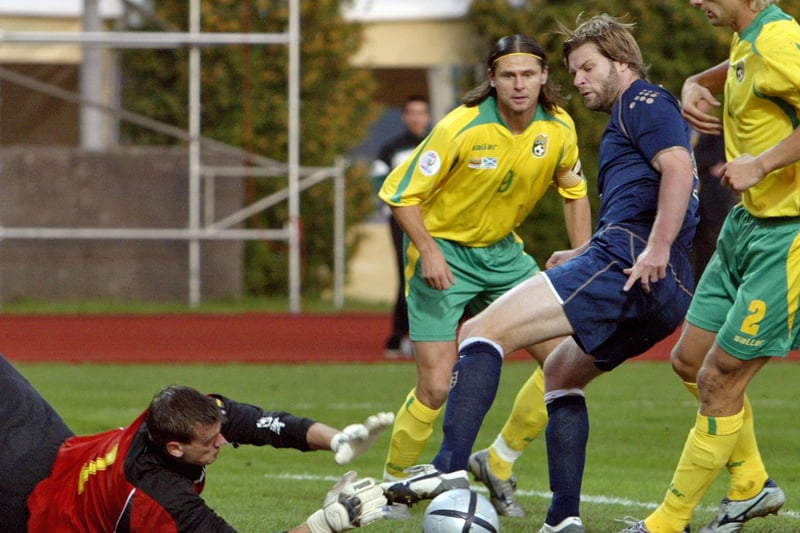 Former Hearts and Celtic man Pressley was part of a back three.