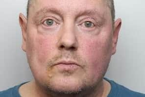 A warrant has been issued for the arrest of Mark Clayton, pictured, after the 59-year-old, of Periwood Lane, Sheffield, called police and began discussing his sex life 'in a perverse way'. He failed to appear at court and was found guilty in his absence of sending an offensive / indecent / obscene / menacing message / matter by a public communication network