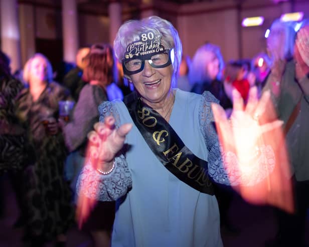 Irene Barber, 80, celebrates her birthday with her close friends at Day Fever at the Sheffield Ball Room, a day time night club curated by Vicky McClure and Reverend and the Makers frontman Jon McClure.