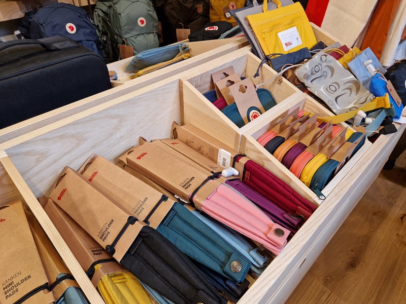 Shoulder pads for sale at the new Fjällräven shop on Charles Street in Sheffield city centre