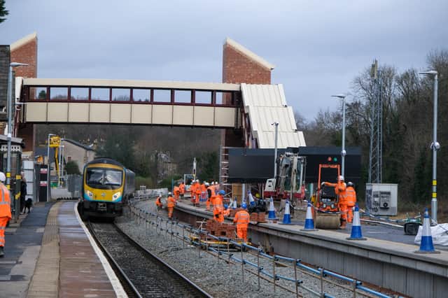 Dore & Totley station in Sheffield, where a second platform and a footbridge has been created as part of the £145m Hope Valley railway line upgrade