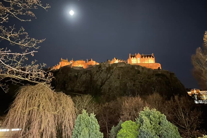 This night shot of Edinburgh Castle under the moon was sent in by Crawford Smith.