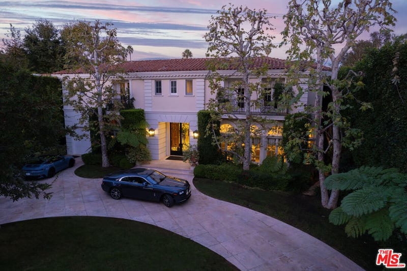 The entrance to the mansion on 722 North Elm Drive, Beverly Hills, is very much what you would see on television shows such as "90210" or "The Fresh Prince of Bel-Air" (Credit: The MLS)