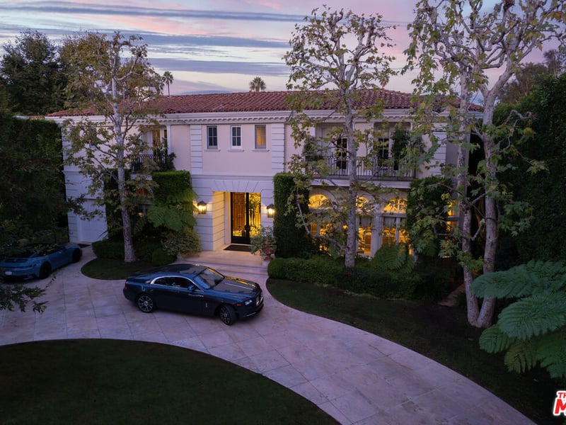 The entrance to the mansion on 722 North Elm Drive, Beverly Hills, is very much what you would see on television shows such as "90210" or "The Fresh Prince of Bel-Air" (Credit: The MLS)