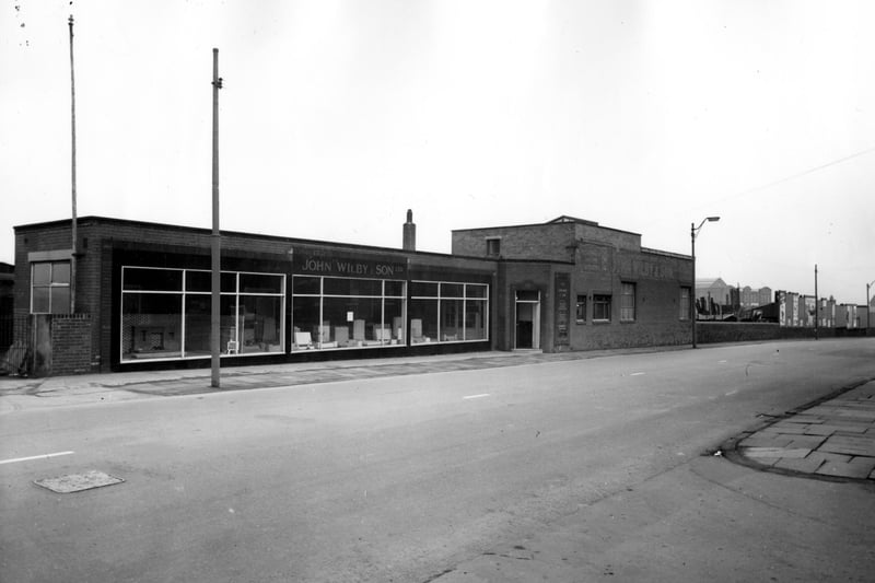 The showroom and office of John Wilby and Son, monumental mason and builder on Armley Road. An extensive yard lay behind which reached to the railway embankment. Pictured in March 1964.