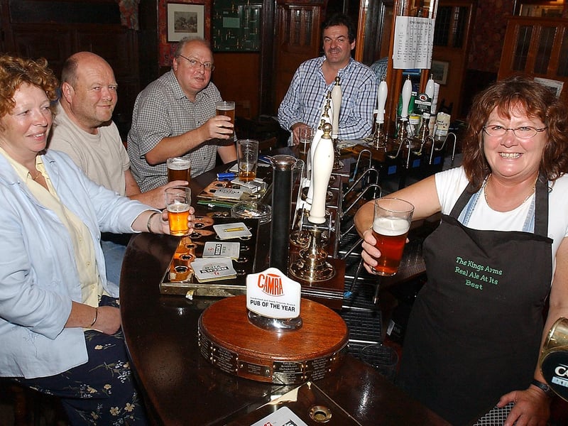 Pub owner Daryl Frankland, barmaid Lucy Young and regulars Alison and Peter Bedinfiels and Fred Readman, were in the picture in 2006.