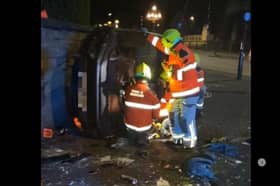 A man was pulled from a car after it lost control and crashed into a wall near Norfolk Park on Friday night