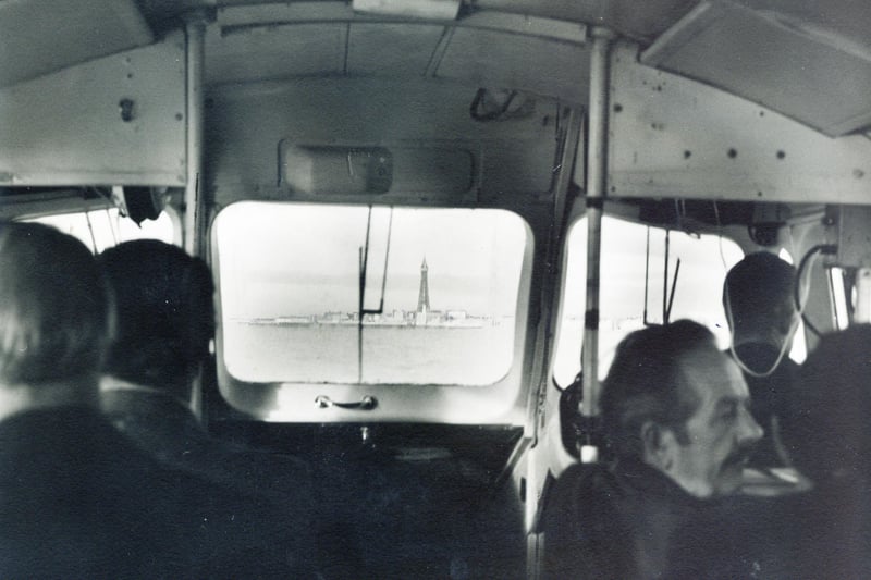No,this is not a television screen it's a windscreen view from the SRN6 hovercraft on a demonstartion run in October 1972