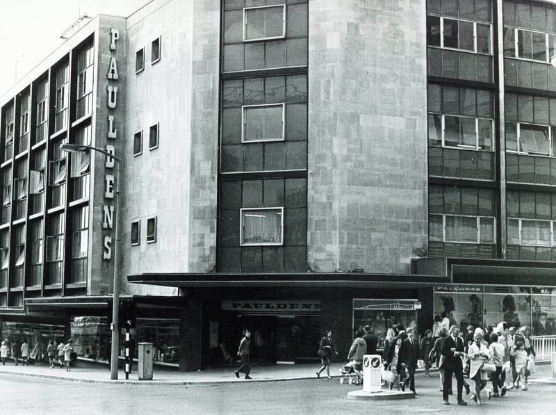 Pauldens department store, which would later become Debenhams, at the top of The Moor, Sheffield city centre, in 1970