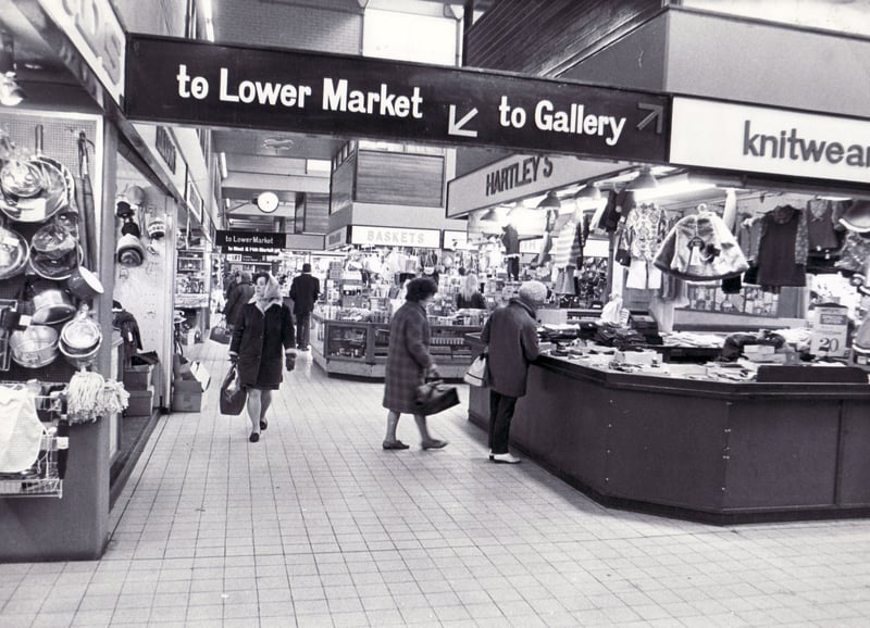 Stalls at Sheffield's old Castle Market in November 1971