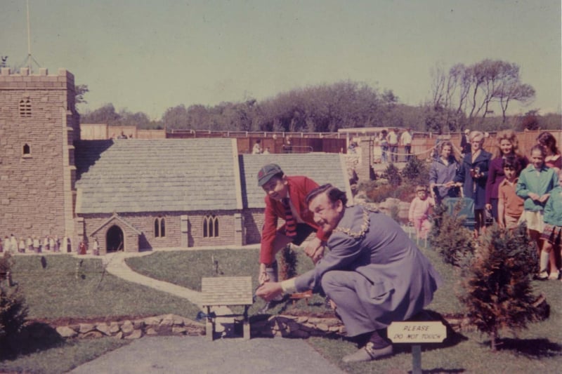 Blackpool Model Village opening in 1972 with Jimmy Clitheroe and Mayor Edmund Wynne