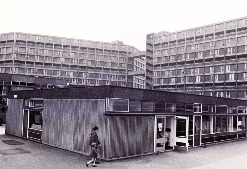 Park Infants School in 1972, with Sheffield's famous Park Hill flats in the background