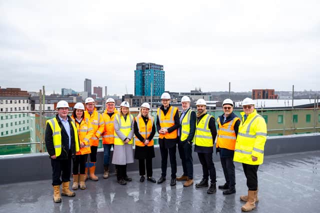 Leader of Sheffield Council Tom Hunt and chief executive Kate Josephs were pictured today at the £8.2m development by the junction of Hill Street.