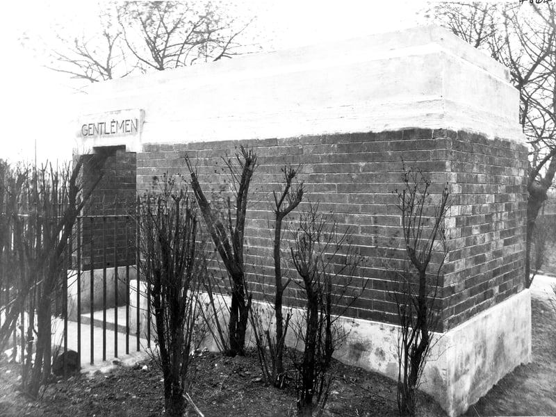 The men's public toilet in Cross Flatts Park pictured in April 1927.