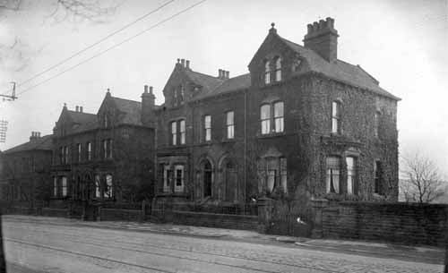 two large semi-detached stone built houses on Dewsbury Road in December 1929. They were opposite Cross Flatts Avenue, just a short distance nearer Leeds than St Paulinus Church at the corner with Westland Road. The houses and church were soon to be demolished as part of the Dewsbury Road Improvement Scheme; the church is now the site of the Broadway public house while an industrial estate has been built on the site of the houses. 