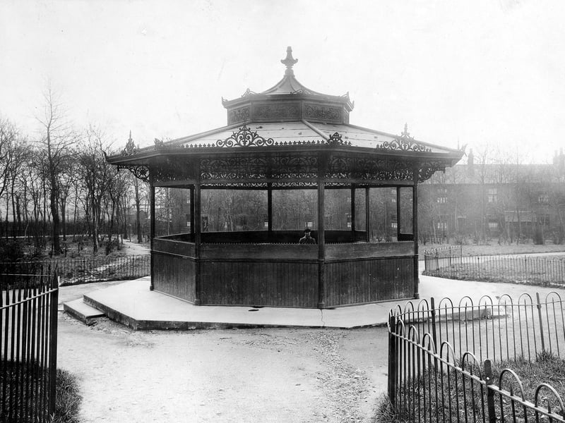 The shelter in Cross Flatts Park. Pictured in April 1923.